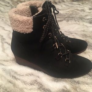 Dr Scholls wedge black booties. Size 8 worn once
